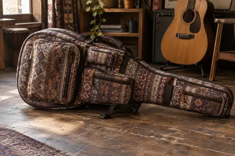 Housse de guitare acoustique Tosnail à motif bohème, avec cinq poches et bretelles réglables.